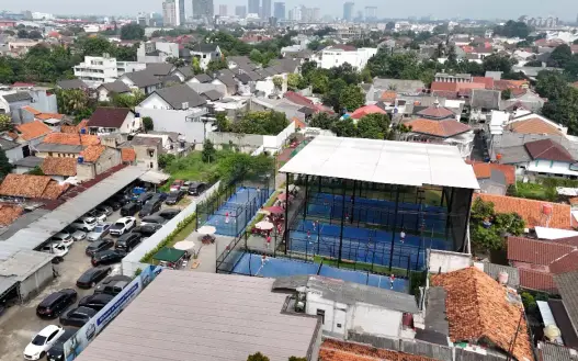 Aerial view of the club among the rooftops of Cilandak