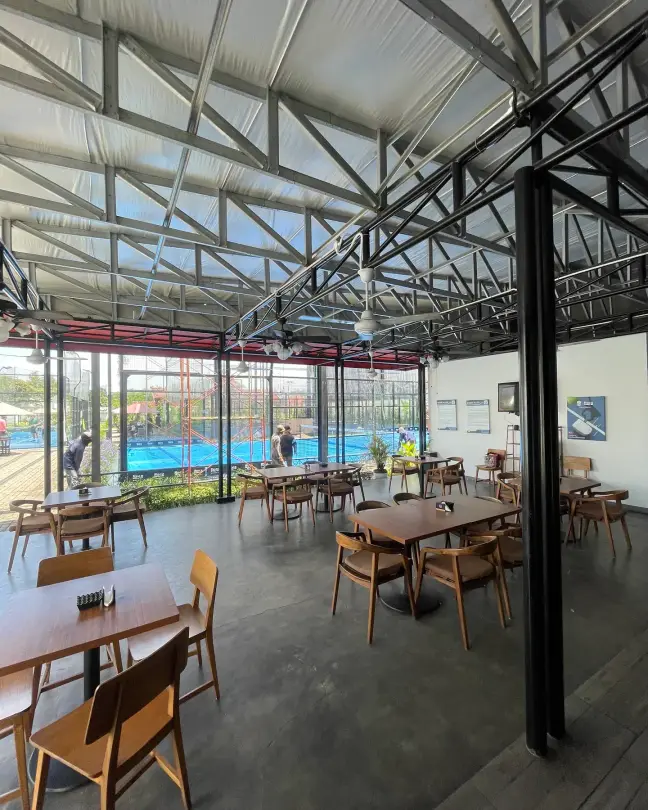 Clubhouse café with timber tables